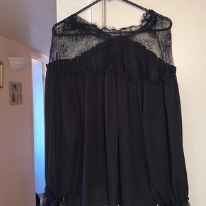 Mesh top with flowy blouse